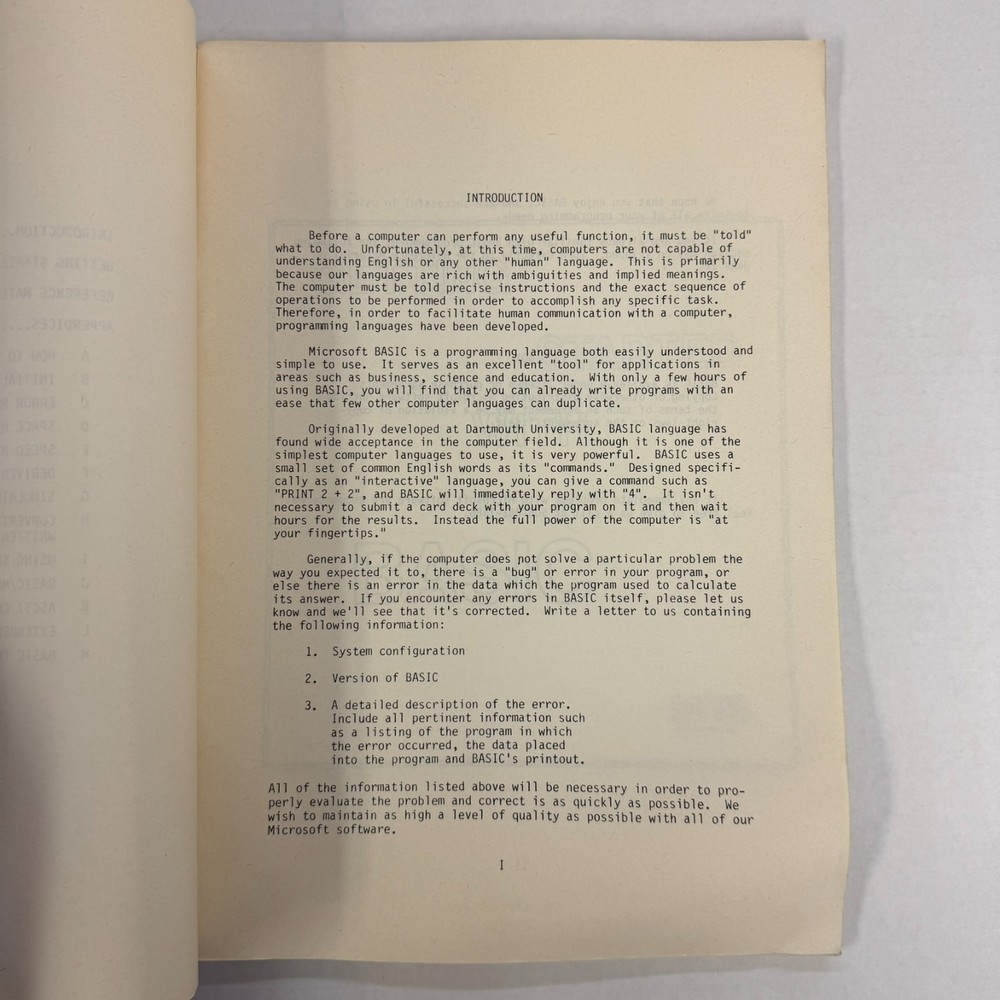 Vintage & Rare Microsoft BASIC 8k Reference Manual Book 1977/79 ALTAIR 8800 MITS