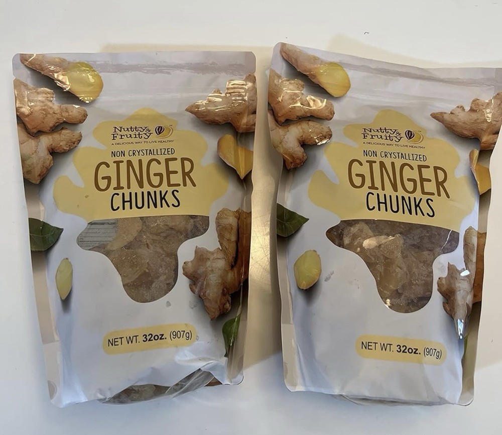 2 Pack-Nutty & Fruity Ginger Chunks Dried Non Crystallized 32oz (907g)Total 64oz