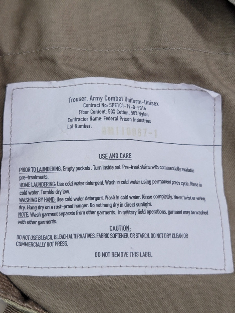 PANTS MULTICAM OPC COMBAT Trouser Small Regular USGI Army Camo