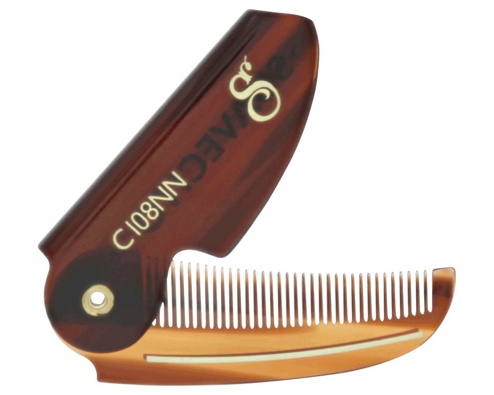 Suavecito Deluxe Folding Mustache Comb - Amber