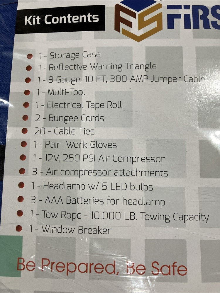 90 Pc Car Emergency Roadside Kit Tool Set First Aid First Secure Ships From US