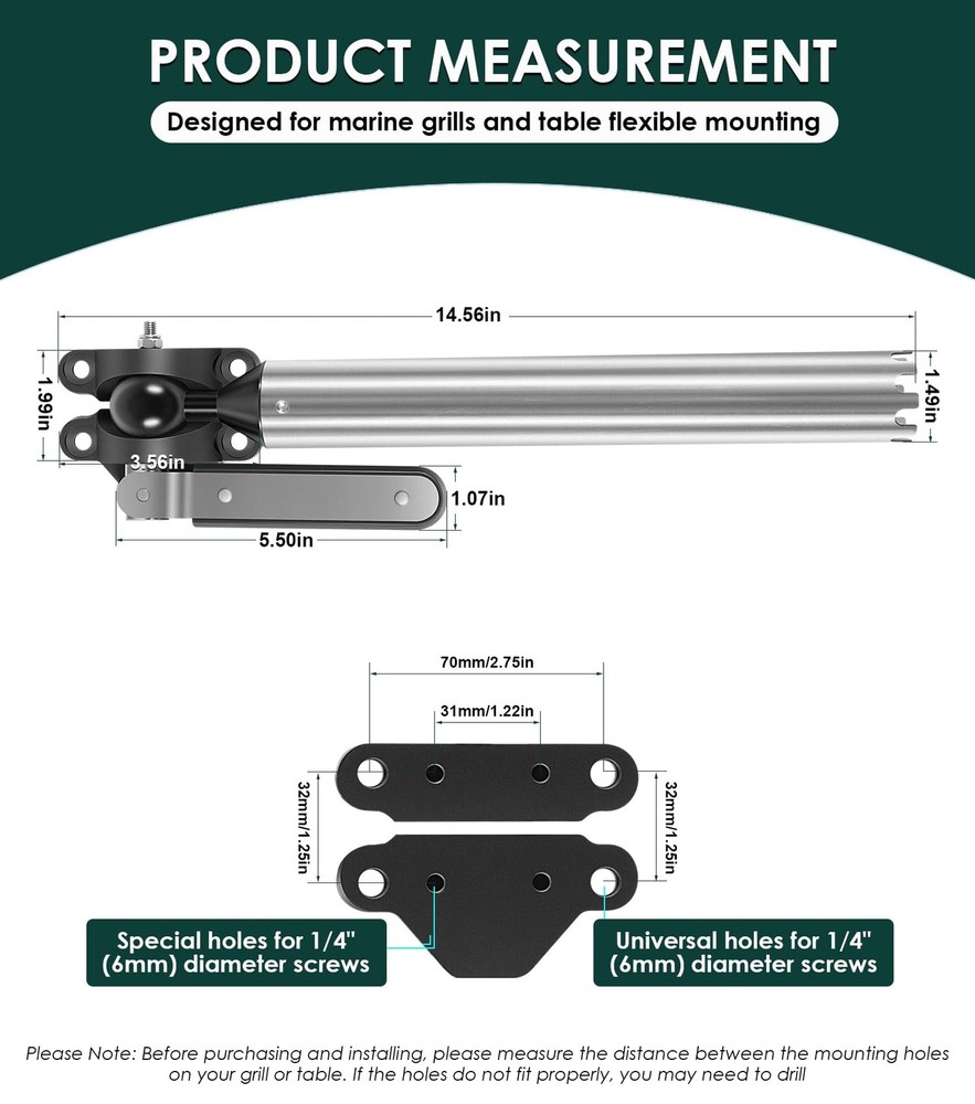Replace for Magma LeveLock All-Angle Adjustable Fish Rod Holder Mount #T10-355