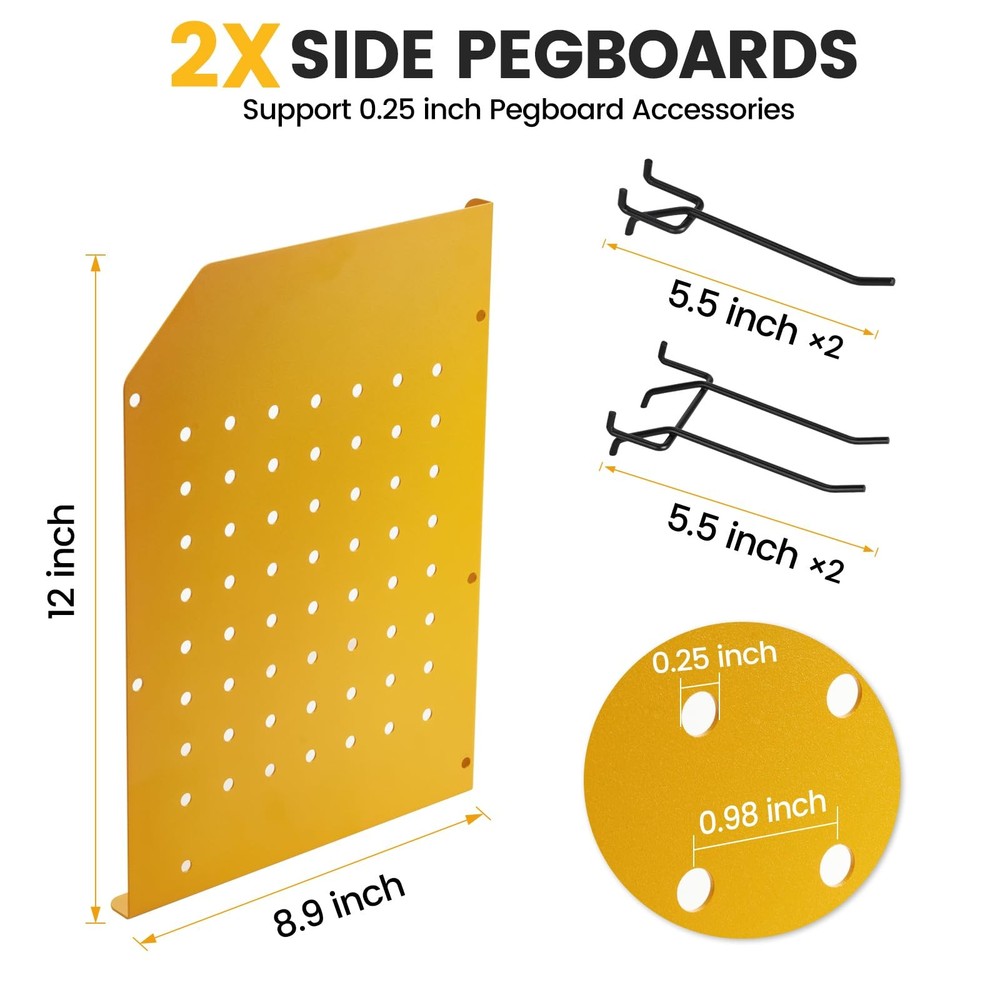 Power Tool Organizer Wall Mount, 3-Layer Drill Holder with 2 Side Pegboards, ...