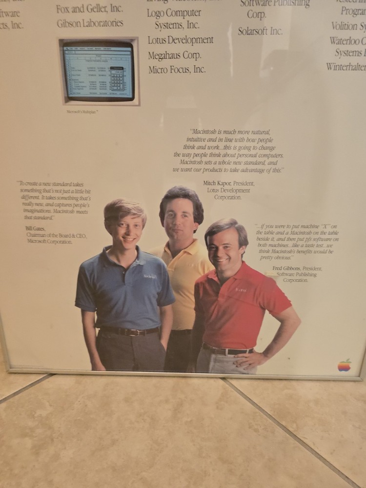 Vintage Original Apple Macintosh Software Team Framed Poster 1984 Apple Computer