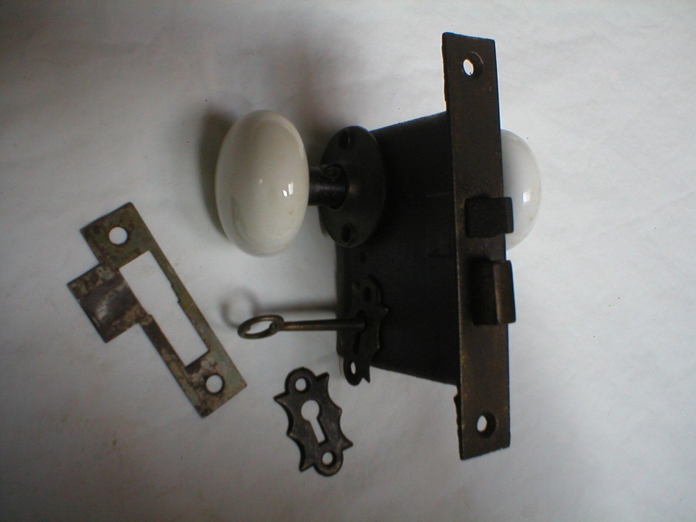 Antique Door Hardware with Porcelain Knobs