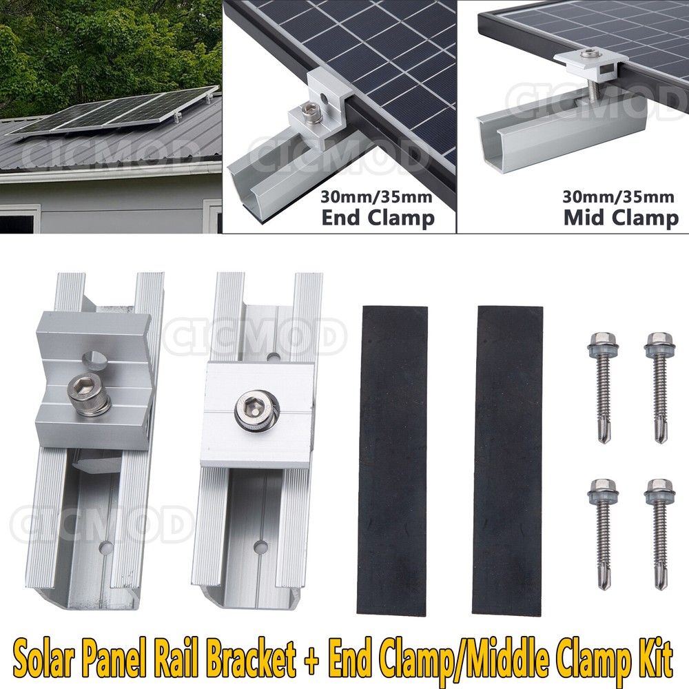 Solar Panel Mounting Brackets Rails Universal Side Middle Clamp System 30/35mm