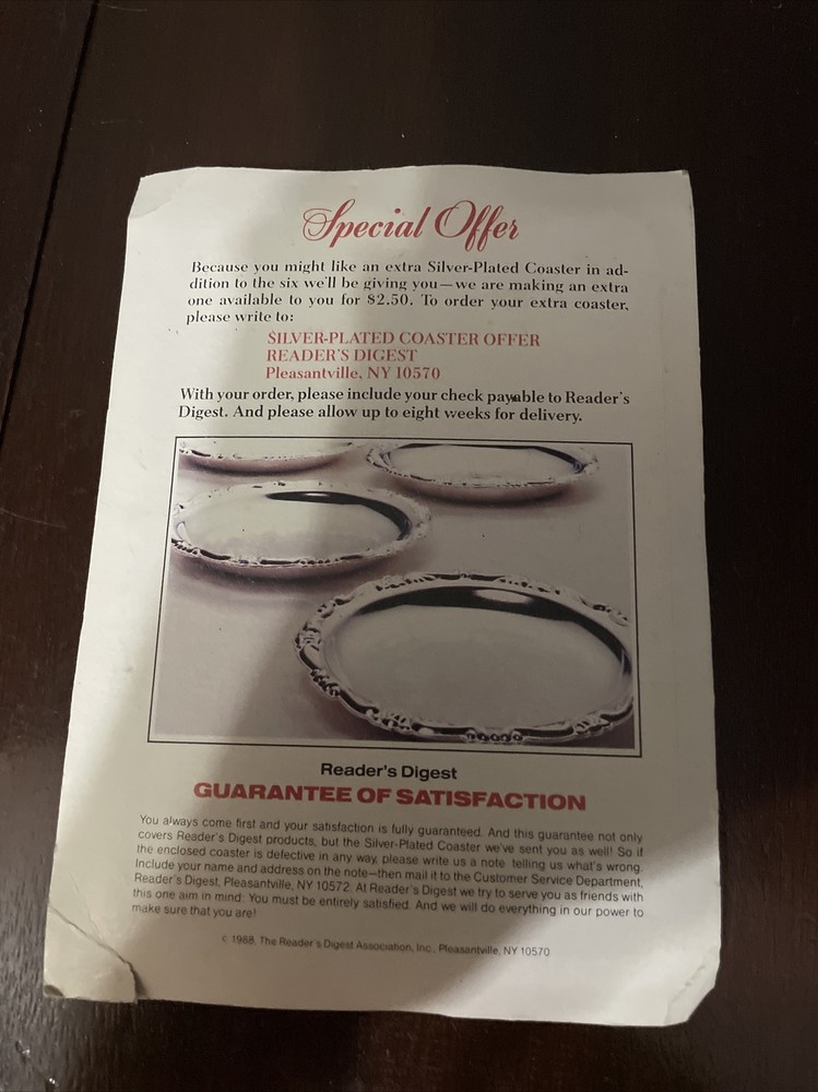 Silver Plated Coaster Readers Digest gift