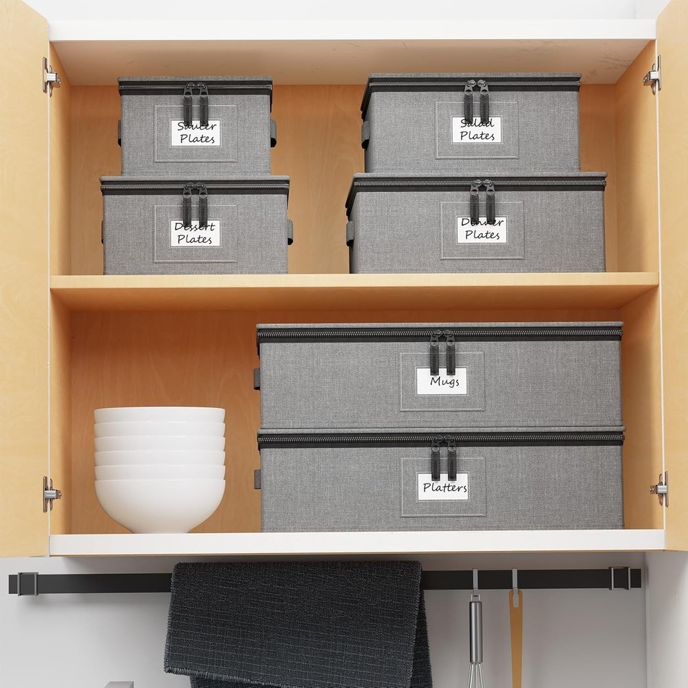 China Storage Containers 6 Pack, Stackable Hard Shell Quilted Cases with Soft