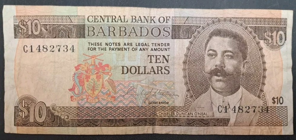 (1973) Barbados 10 Dollars P33 C1-482734.
