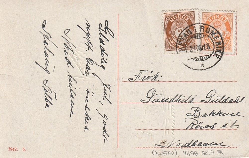 NORWAY: Postcard Aurstad i Romerike 1918.