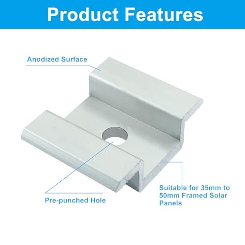 12 Pack Solar Panel Mid Clamp, 1.06 Inch Solar Panel Mounting Bracket Aluminum