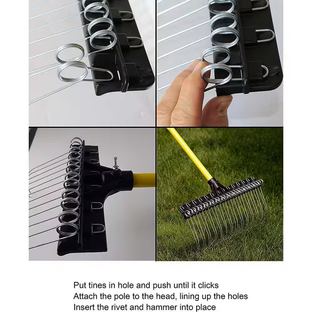 55 In. Fiberglass Handle Steel Rake