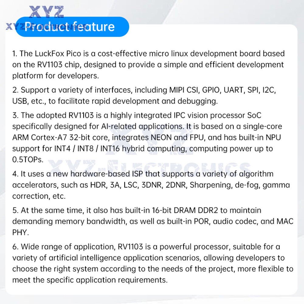 Luckfox Pico RV1103 Linux AI Development Board ARM Cortex-A7 Processor 64MB DDR2