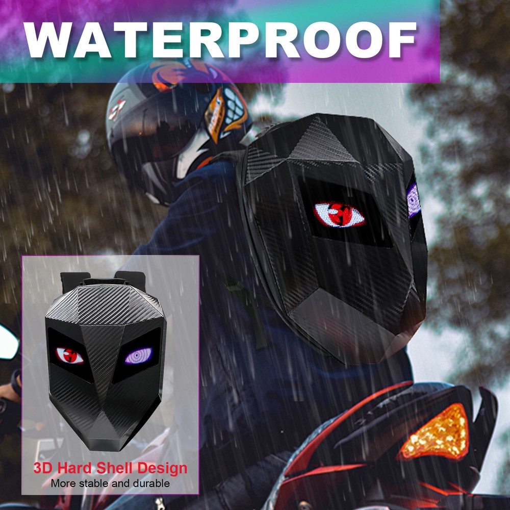 Carbon Fiber Motorcycle LED Knight Backpack Laptop Bag DIY programming Backpack