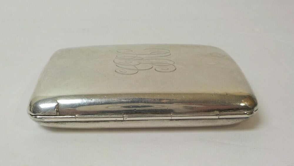 English Sterling Silver Cigarette Case, c. 1917, 85 grams, Monogram