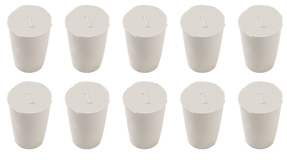 10 Pack 1# Solid Rubber Stoppers White Tapered Lab Plugs 19x14mm