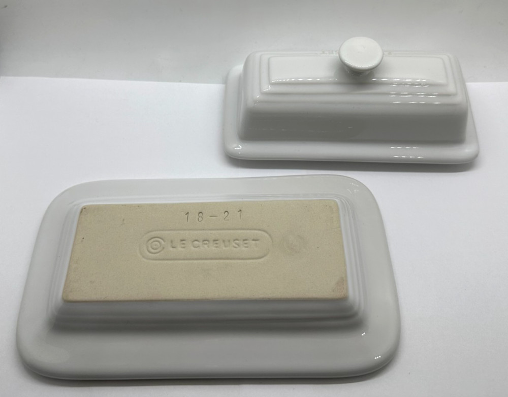 Le Creuset Butter Dish White Stoneware Rectangular Dish Retired (READ)