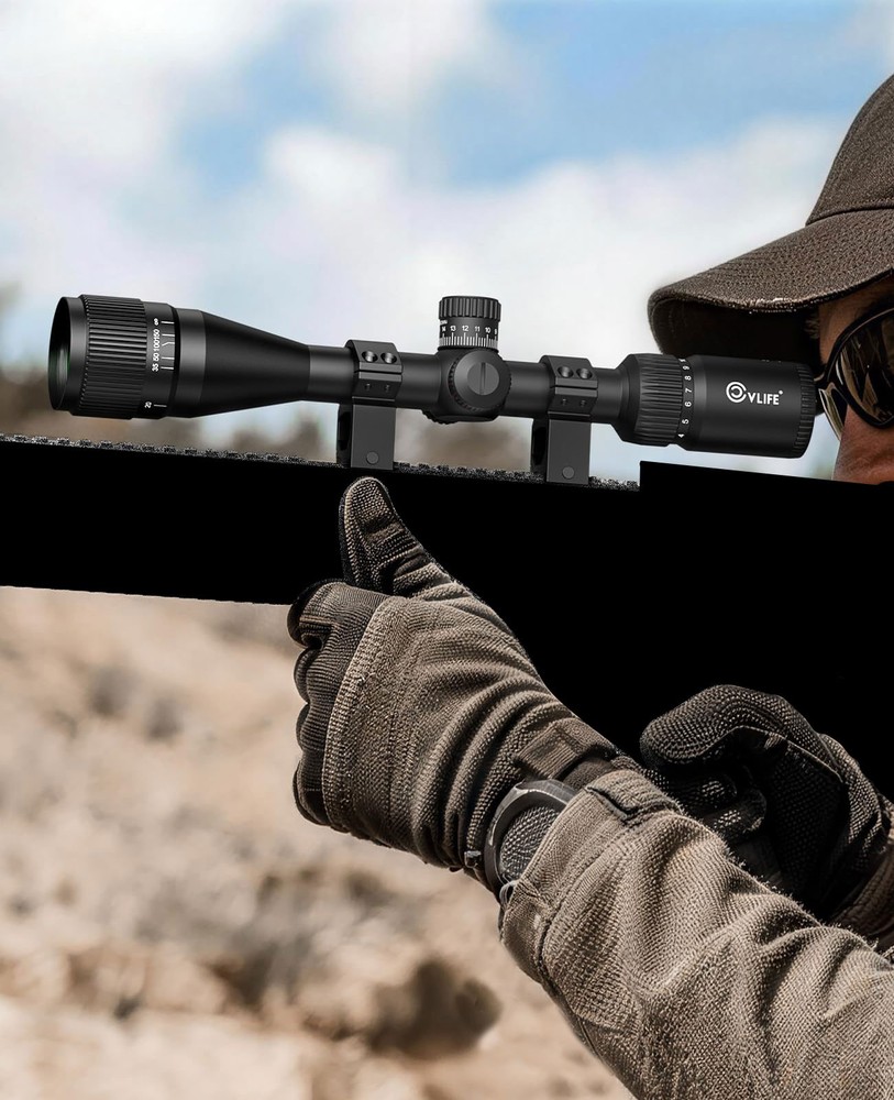 3-12x44 AO Rifle Scope Red Green Illuminated Mil-Dot Medium Range Optical Scope