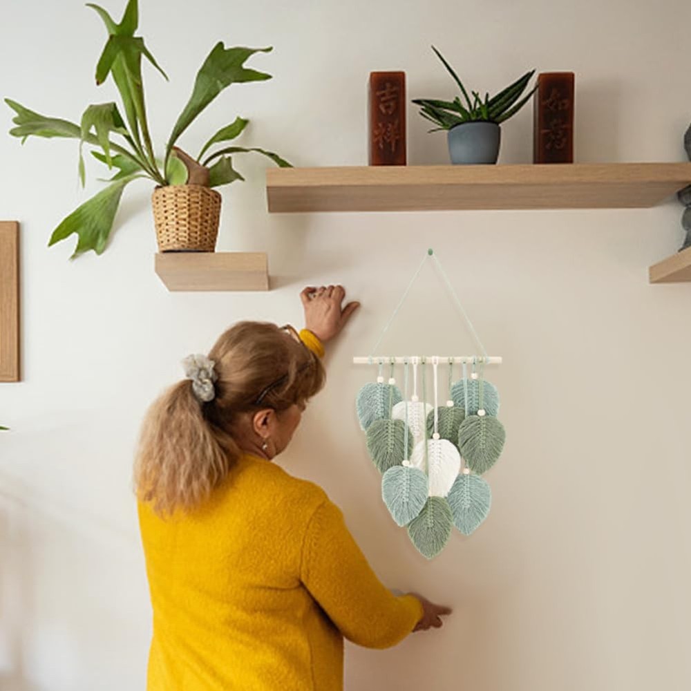 DIY Macrame Leaf Wall Hanging Beginners Macrame Kit Leaf Woven Tapestry Feath...