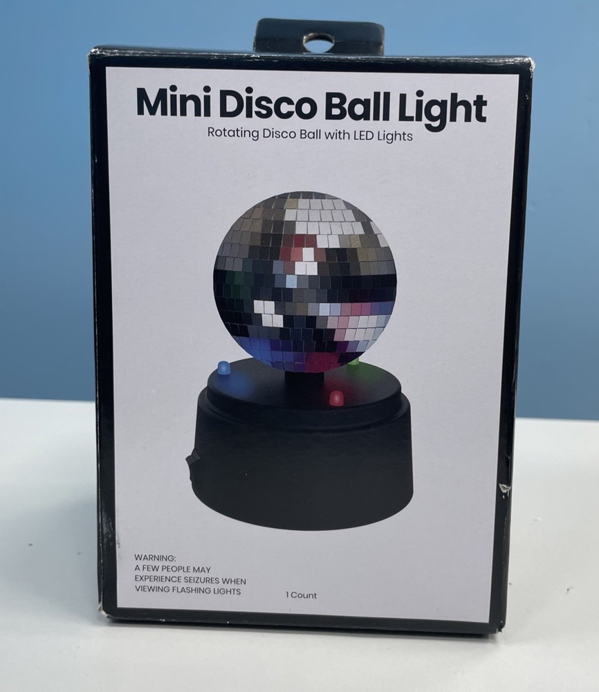 LED Mirror Ball Effect Light, Mini Disco Ball -  Compact, 3 Colorful LED lights