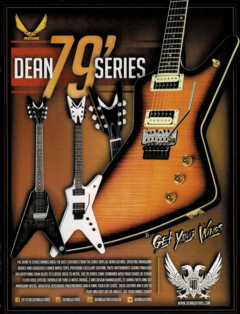 DEAN 79' SERIES - DEAN GUITARS - 2017 Print Advertisement