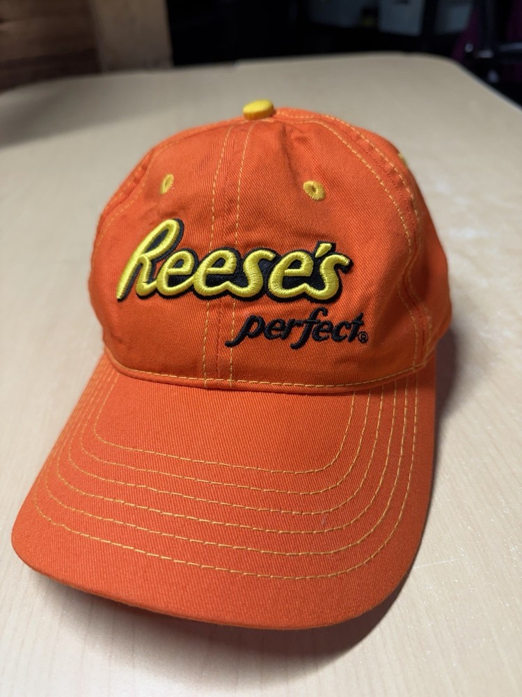 Reeses Peanut Butter Cup Perfect Orange Logo Baseball Hat Cap Hook Loop Strap