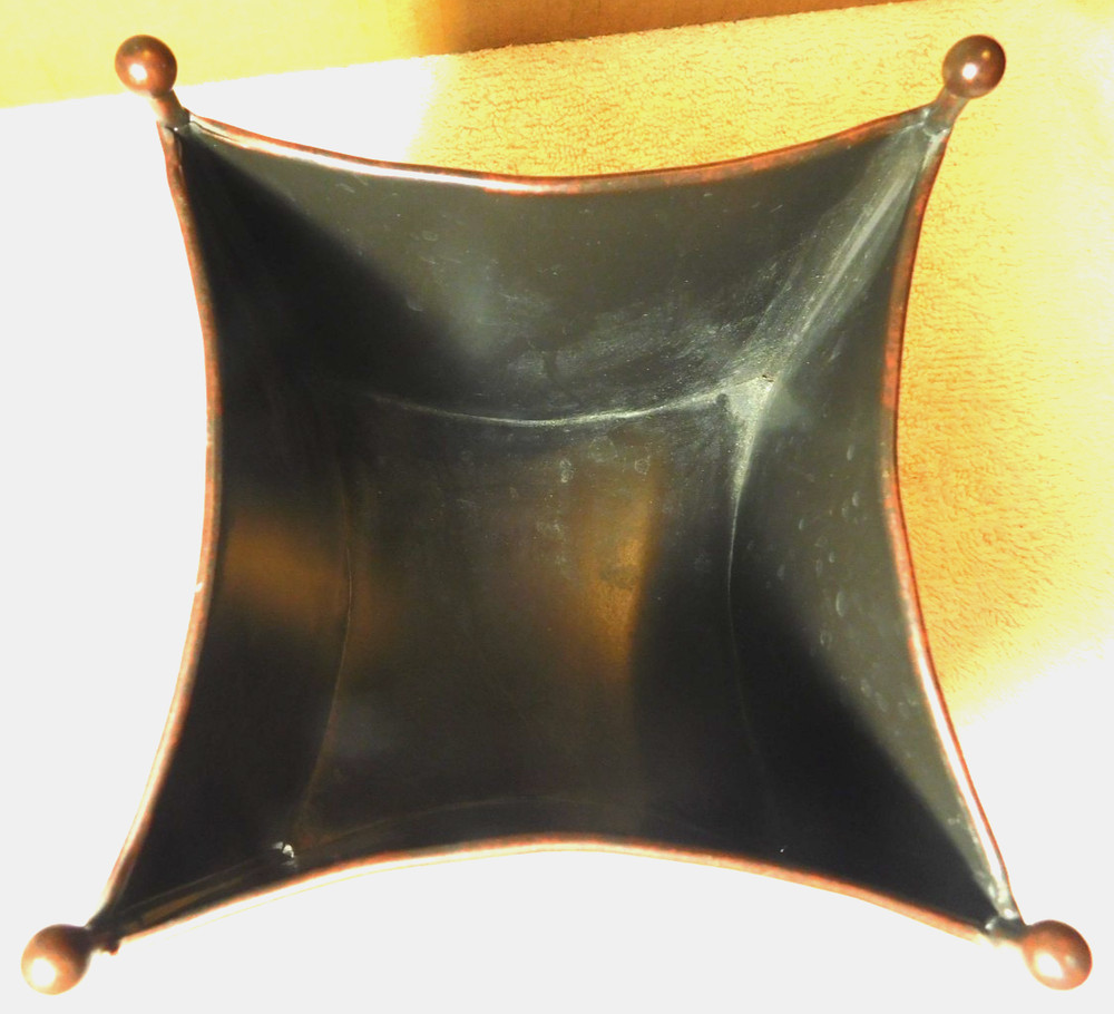 Telefloral Gift~Square Metal Footed Brown Solid Planter Vase