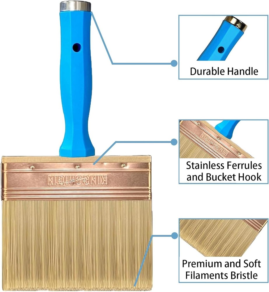 Durable 5-Inch Deck Stain Brush & Extension Handle Combo - 3 Brushes Per Set