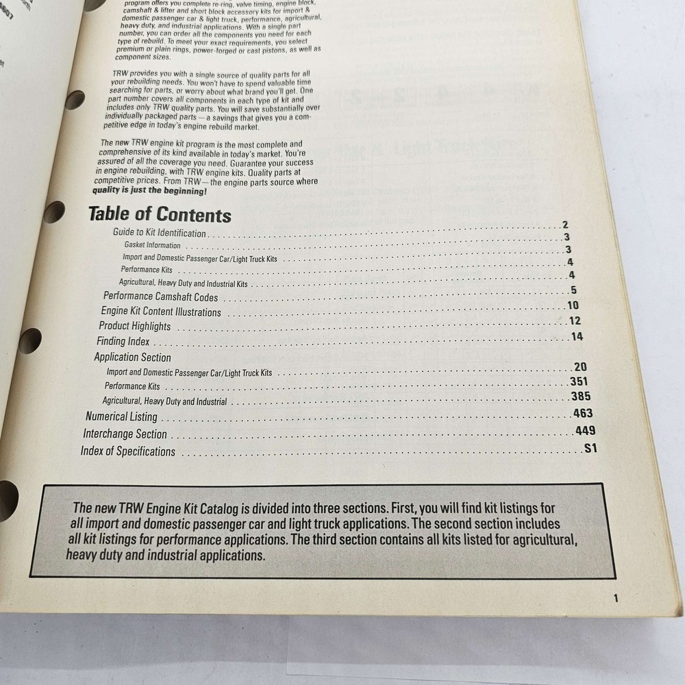 1989 TRW Engine kits X3000