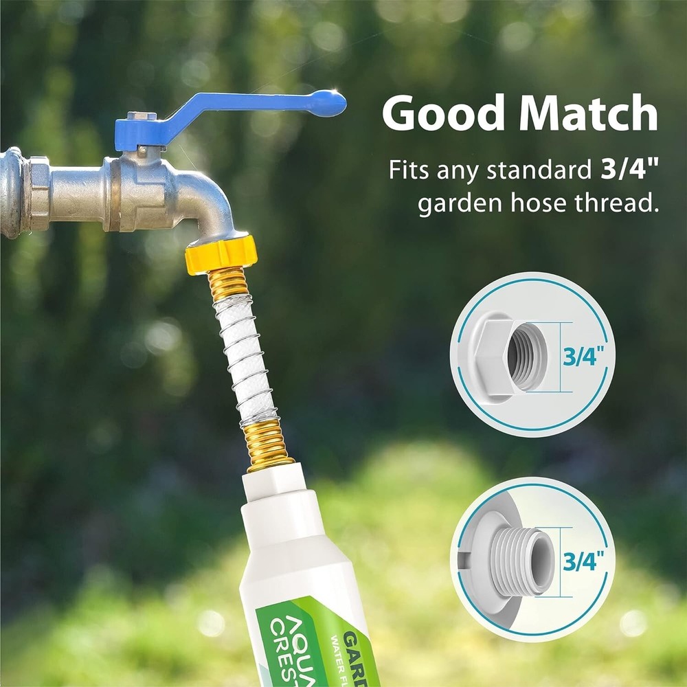 1 Pack AquaCrest Garden Hose Water Filter with Hose Protector, Reduces Chlorine