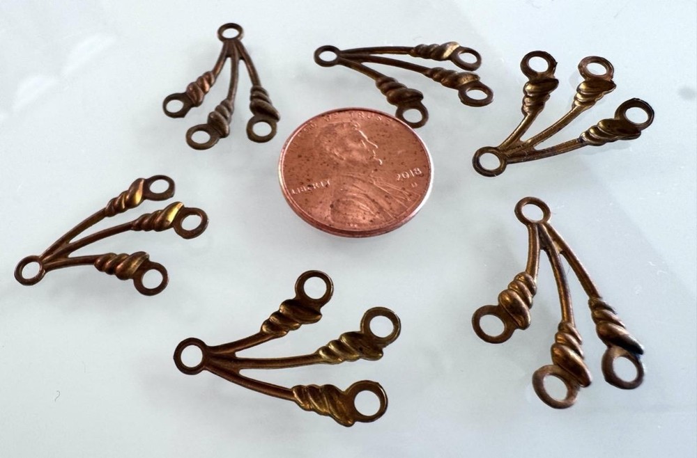 Vintage 3 Loop Brass Drop Findings Charms 6