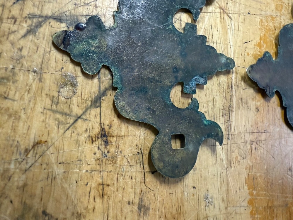 antique batwing chippendale brass period pair