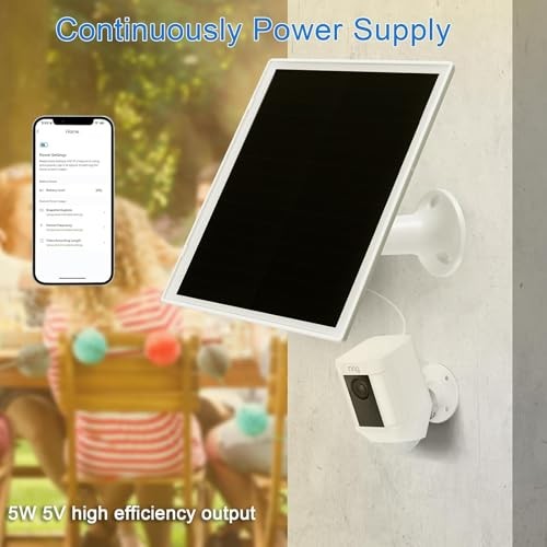 Solar Panel Charger for Ring Camera, Compatible with Ri ng Stick Up White-1Pack