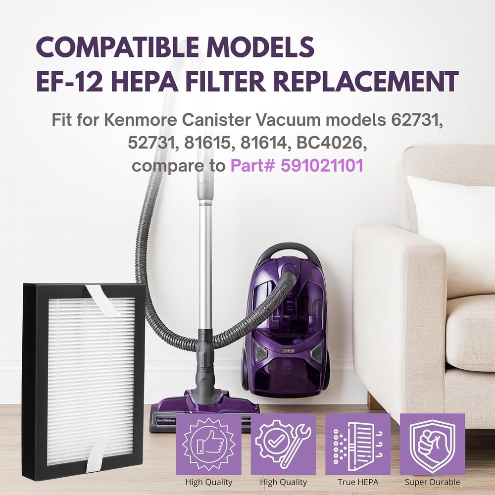 62731 EF 12 with Foam Filter Replacement Compatible with Kenmore Canister