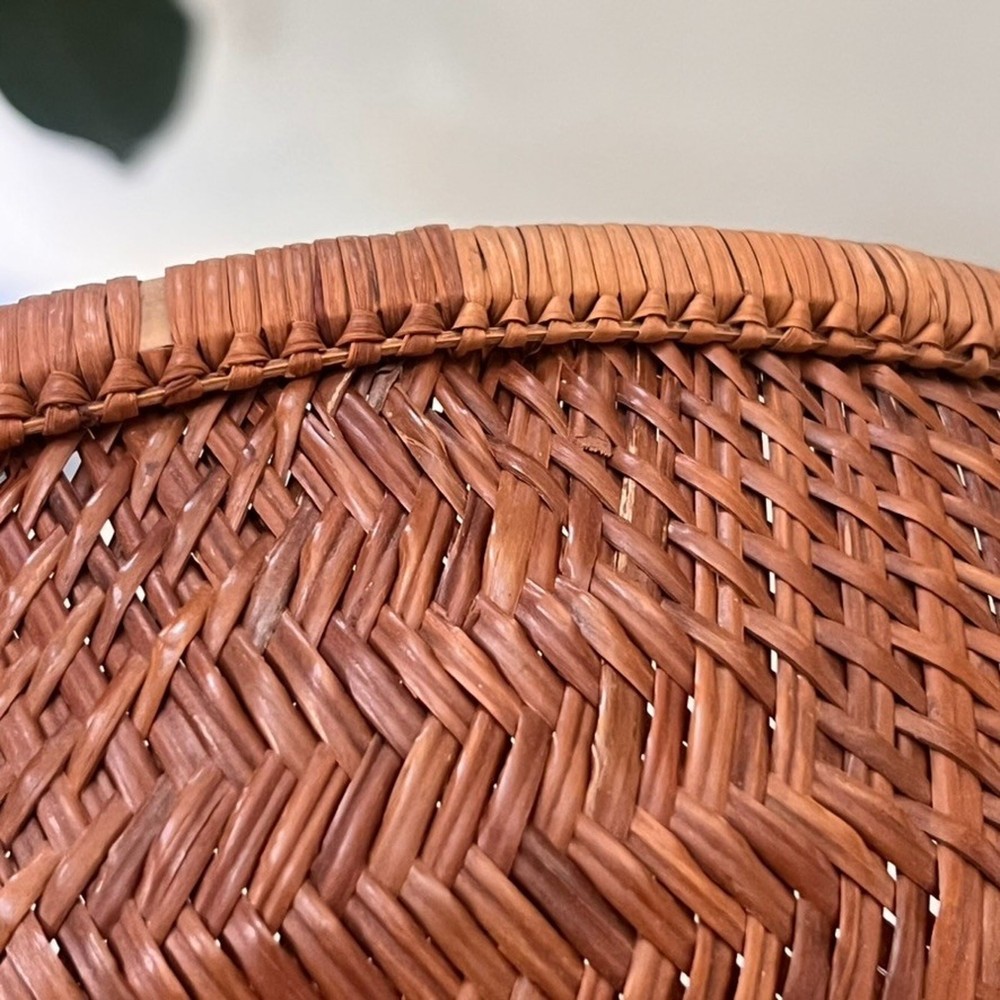 Round Bamboo Wicker Winnowing Vietnamese Basket fruit Bowl 2.5"