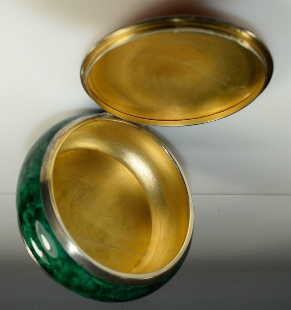 Art Deco Sterling Silver Dragon Box Enamel 1925
