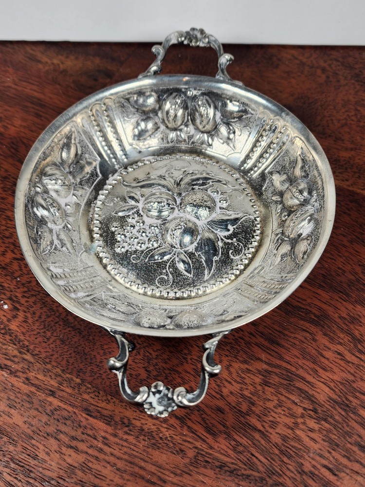 Antique German 800 Silver Repousse Fruit Nut Bowl Superb Condition
