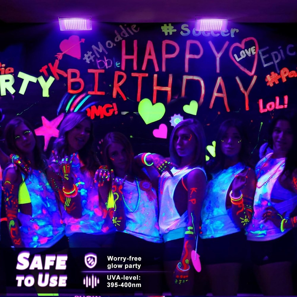 100W LED Black Light, Powerful UV Spotlight, IP66, 395nm UV Lamp for Christma…