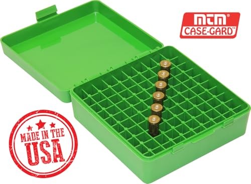 MTM 100-Round Flip-Top Ammo Box 38/357 Caliber Green Stackable USA Made