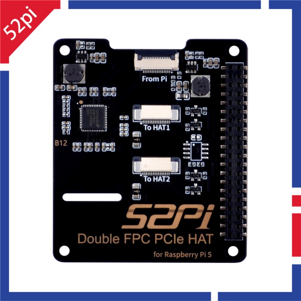 B12 Double FPC PCIe HAT Adapter Board for Raspberry Pi 5