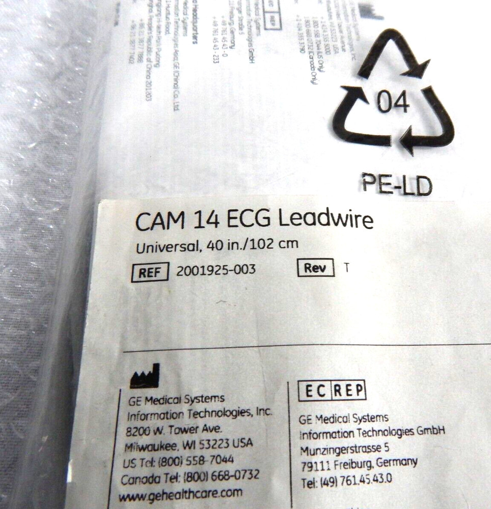 GE CAM 14 ECG LEADWIRE REF 2001925-003