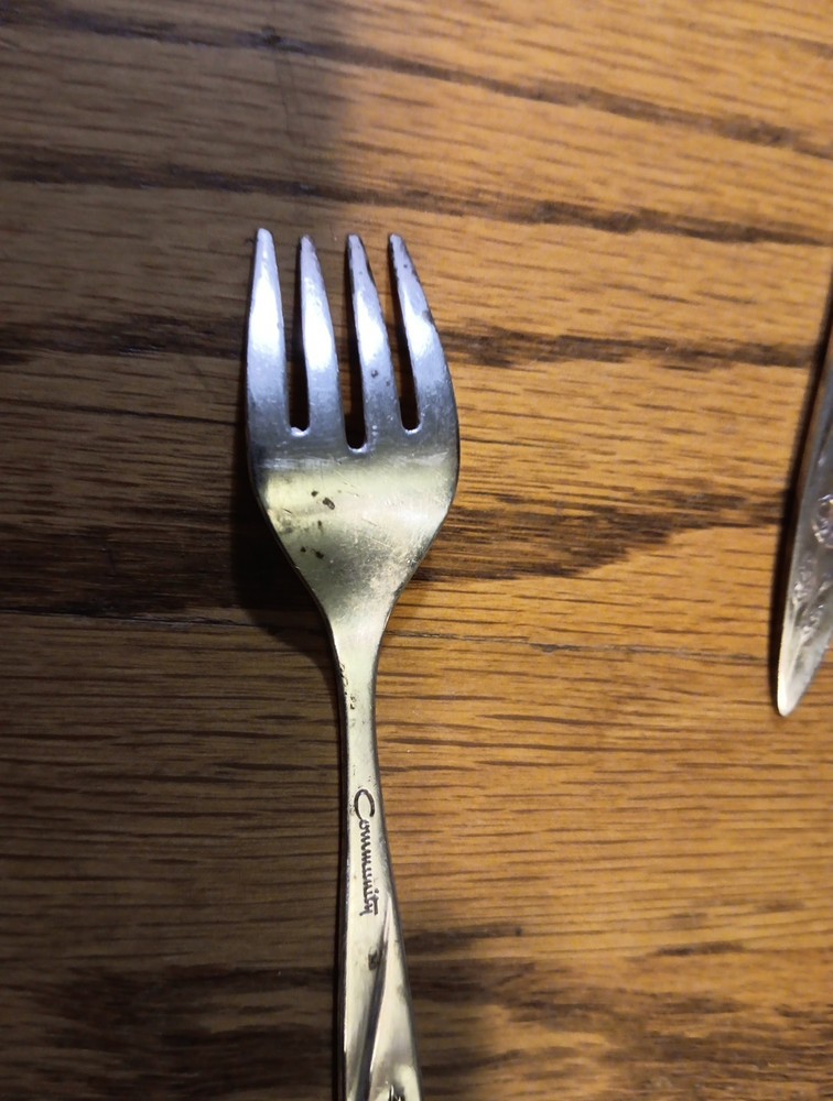 Community Childs Fork And Spoon. Rose Design.