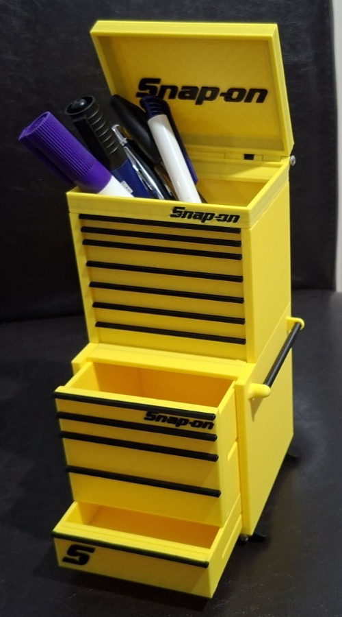 Snap On High Quality 3D Printed Mini Toolbox * Pen Holder etc (Yellow)