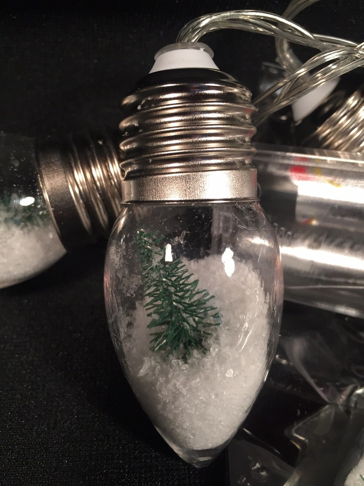 LED Snow Globe Bulb Christmas Tree String Lights Set battery operated NEW