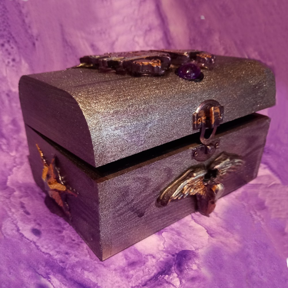 personalized wood box tarot cards deck oracle organizer moon star witch original