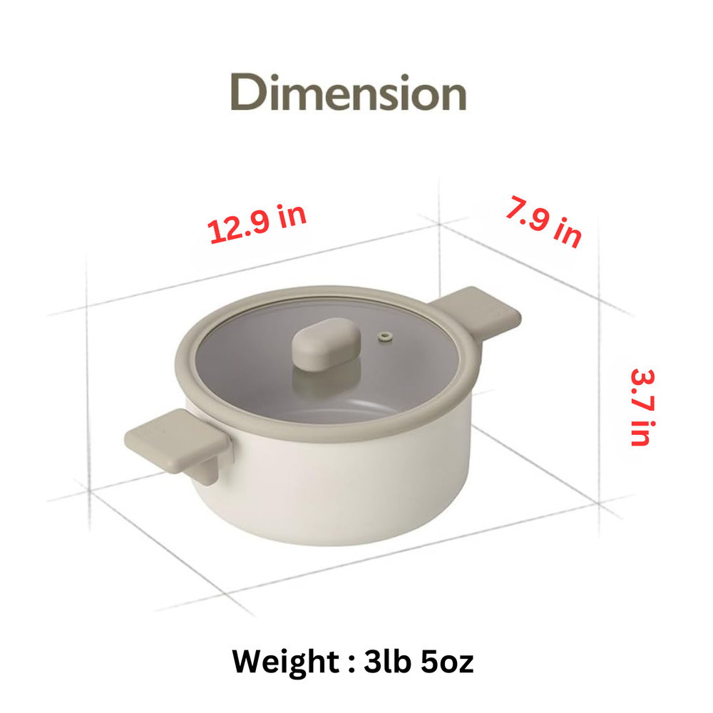 Chou Chou Kitchen Essential 8-Pieces Cookware Set with Lid, Ceramic Coating