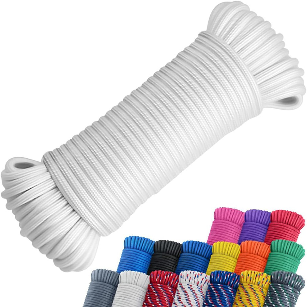 100 Ft 1/4" Polyester Rope (Comparable to Nylon Rope) Poly Strong Utility Cord