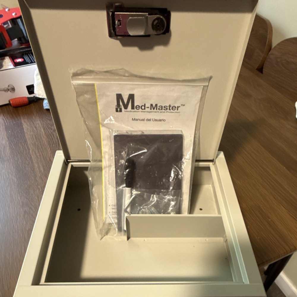 Med-Master Medium Metal Combination Lock Key Safe Box for Medication & Valuables