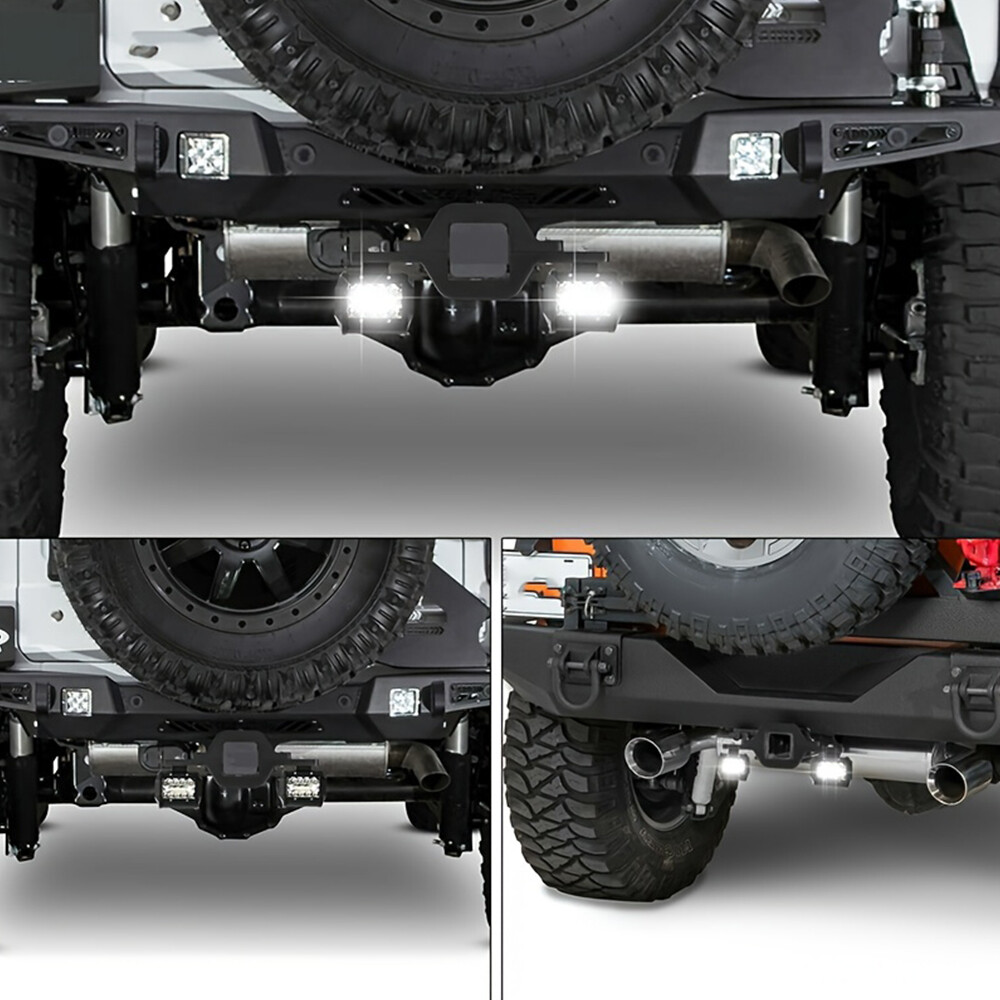 4" Tow Hitch Mounting Bracket COMBO LED Work Light Pods Backup Reverse For Truck