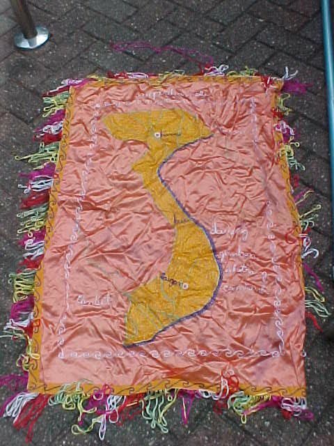 ORIGINAL VIETNAM WAR SOUVENIR EMBROIDERED MAP WALL HANGING